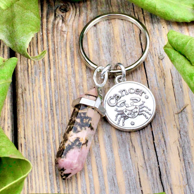 Rhodonite Zodiac Key Ring - Cancer