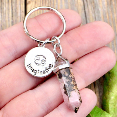 Rhodonite Zodiac Key Ring - Cancer