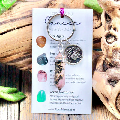 Rhodonite Zodiac Key Ring - Cancer