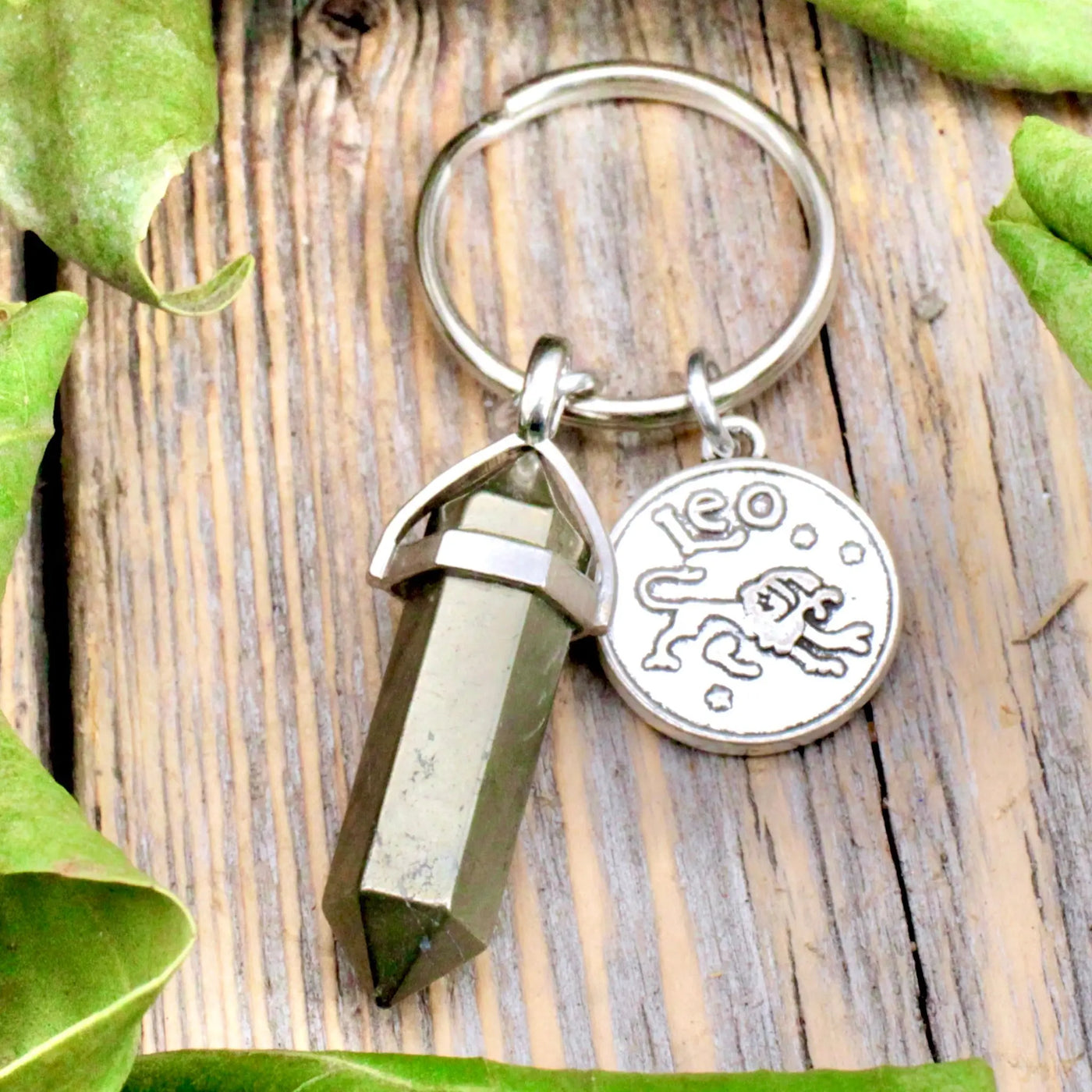 Pyrite Zodiac Key Ring - Leo