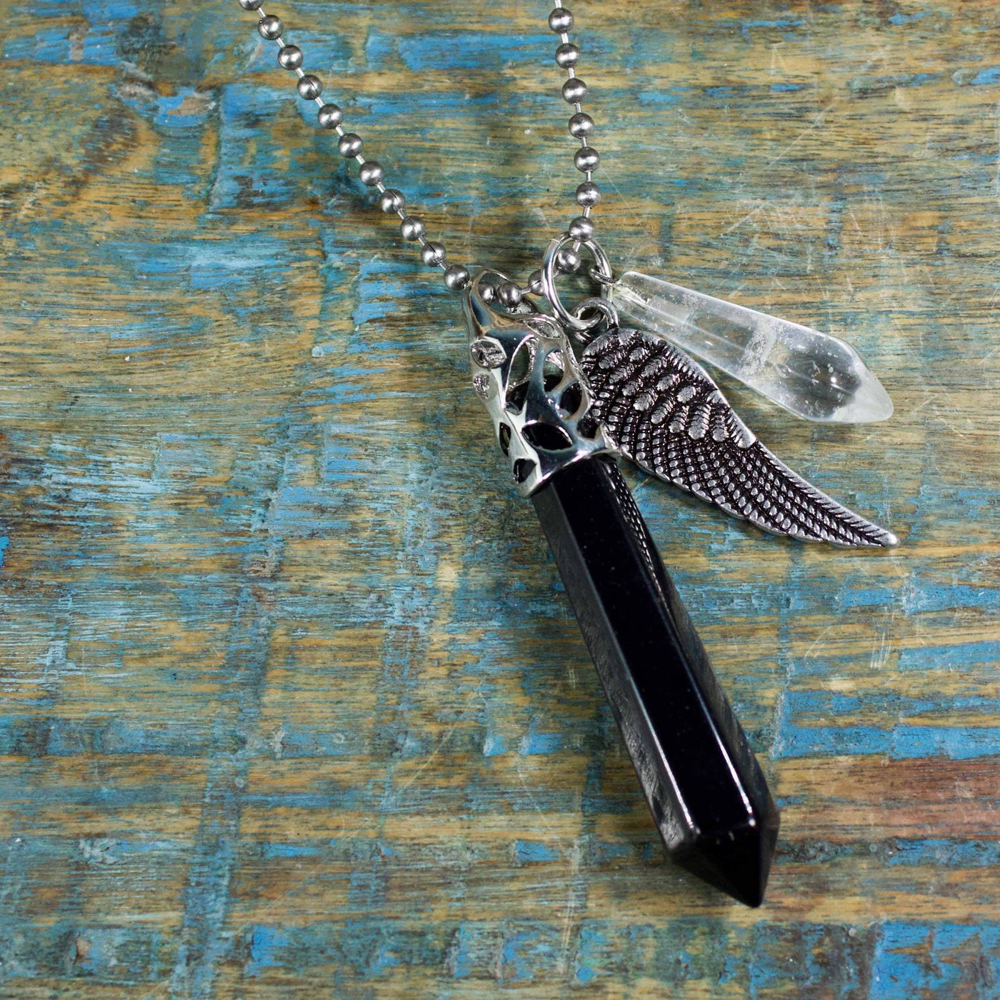 Onyx Guardian Stones Necklace, Large Point