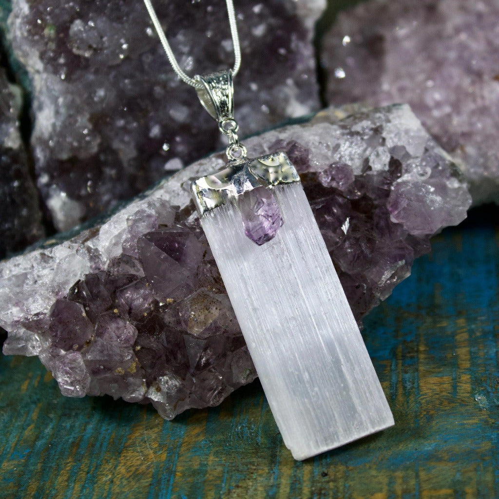 Selenite and Amethyst Crystal Dreams Necklace