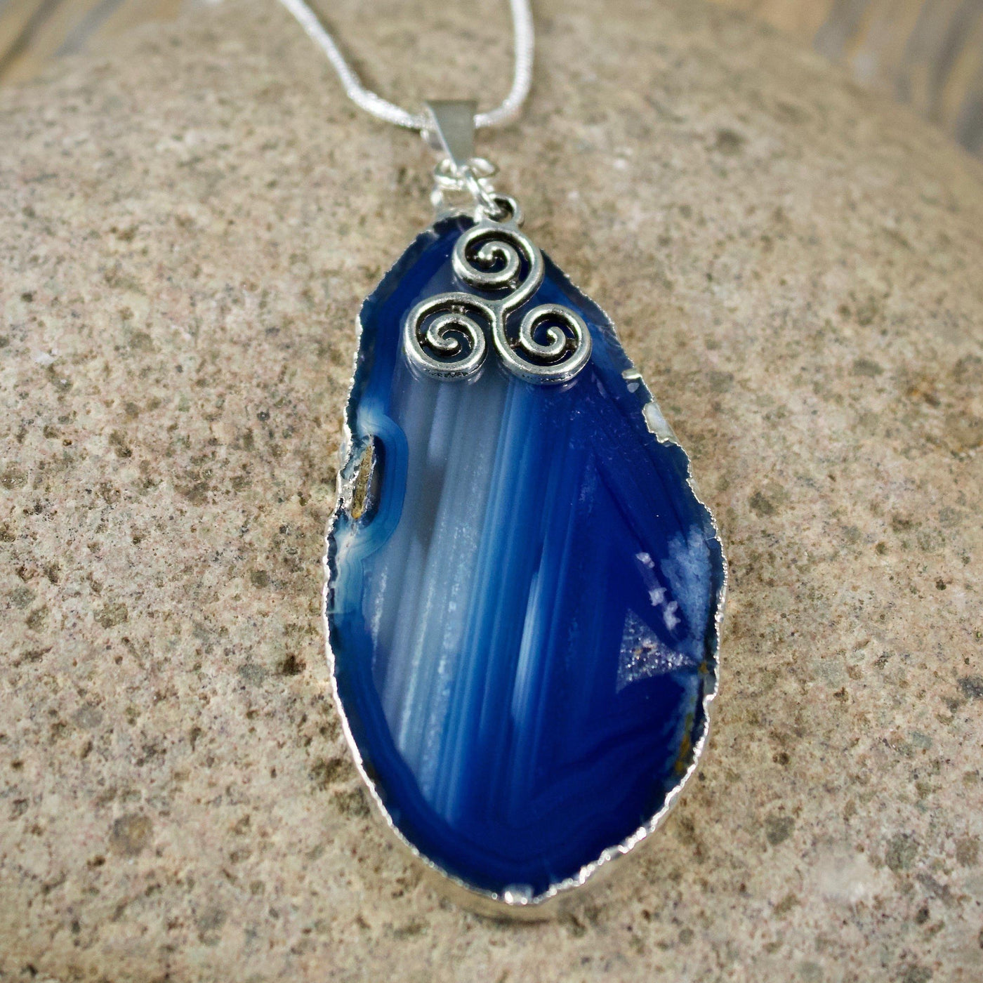 Blue Ocean Agate with Spiral Crystal Dreams Necklace