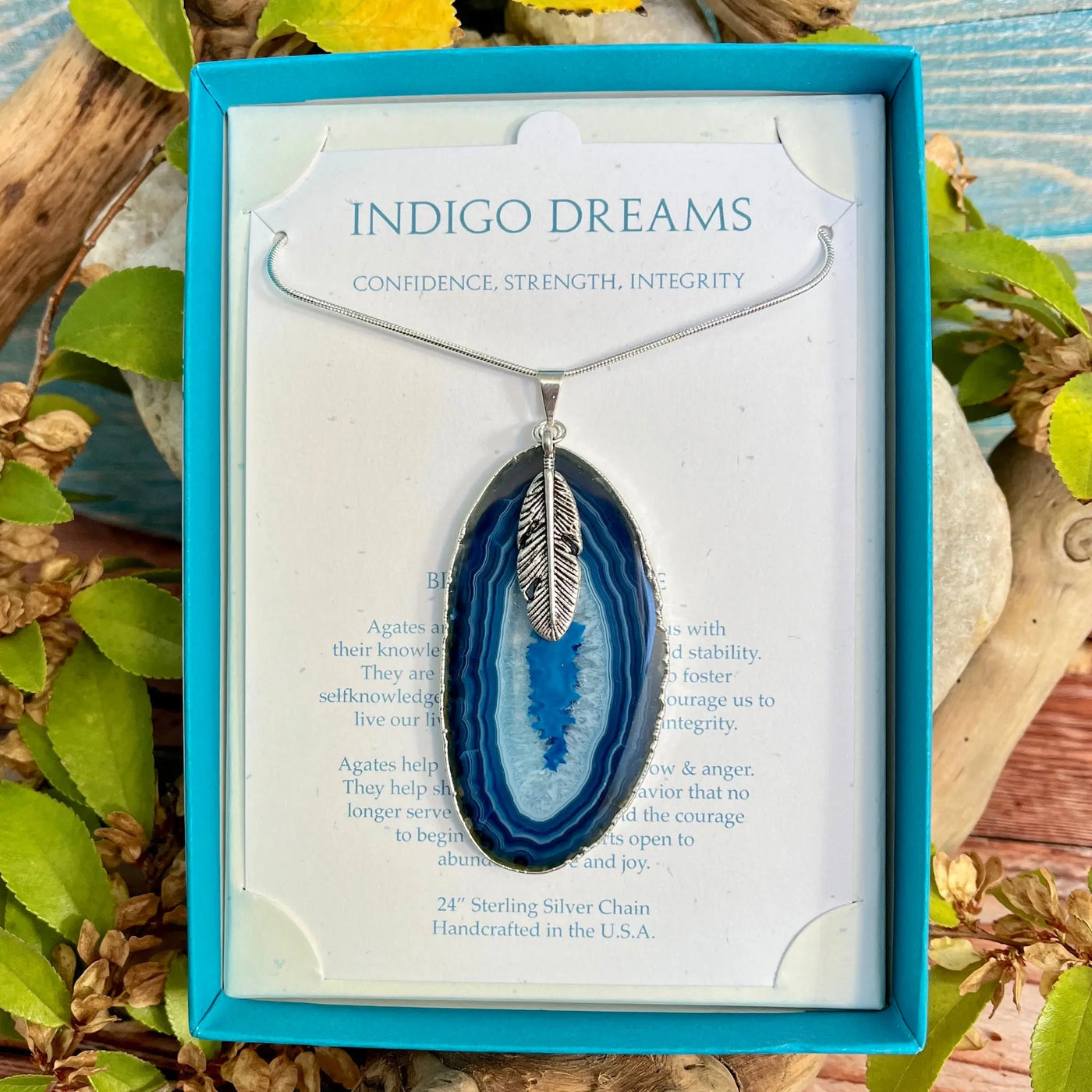 Copy of Blue Ocean Agate with Spiral Necklace