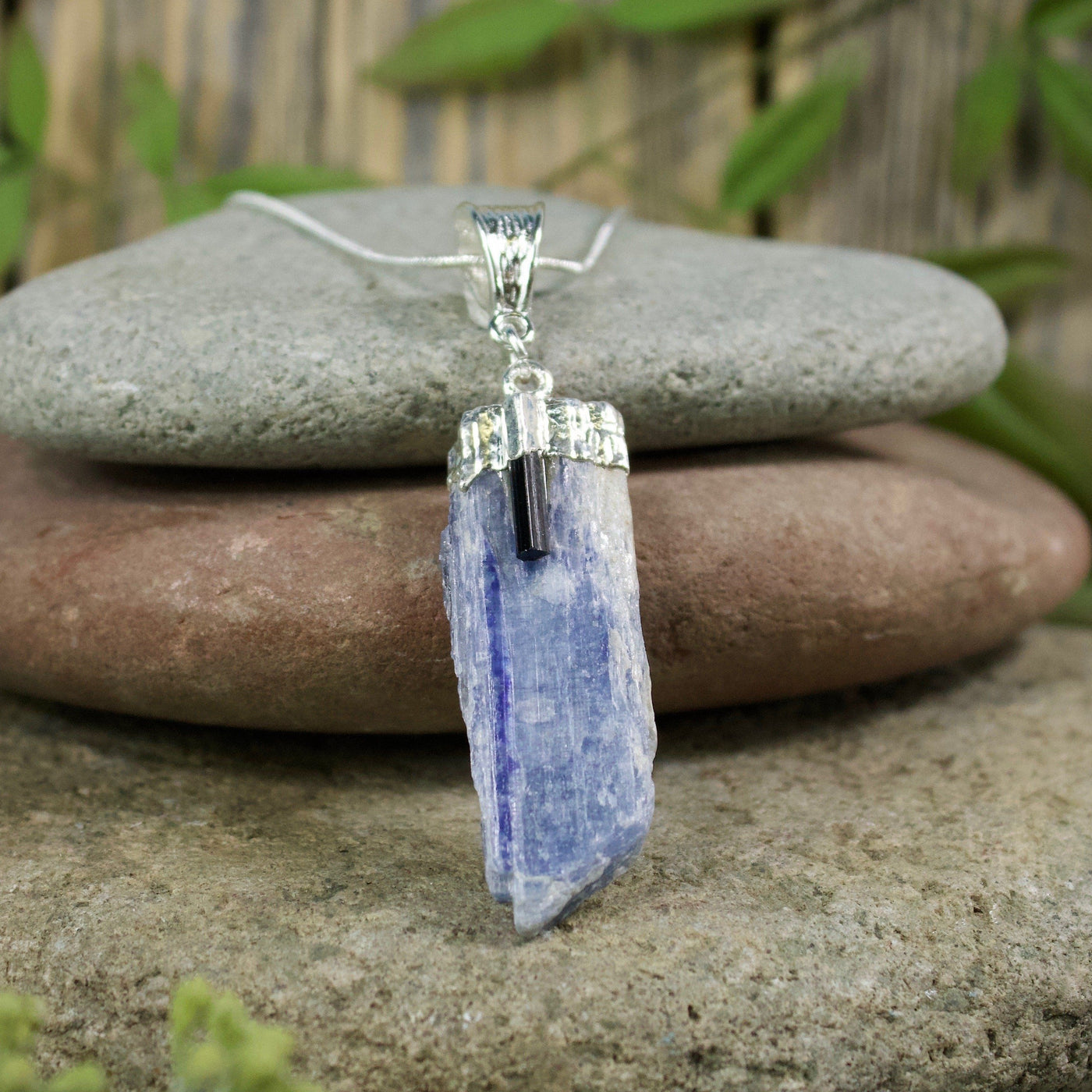 Kyanite with Black Tourmaline Necklace